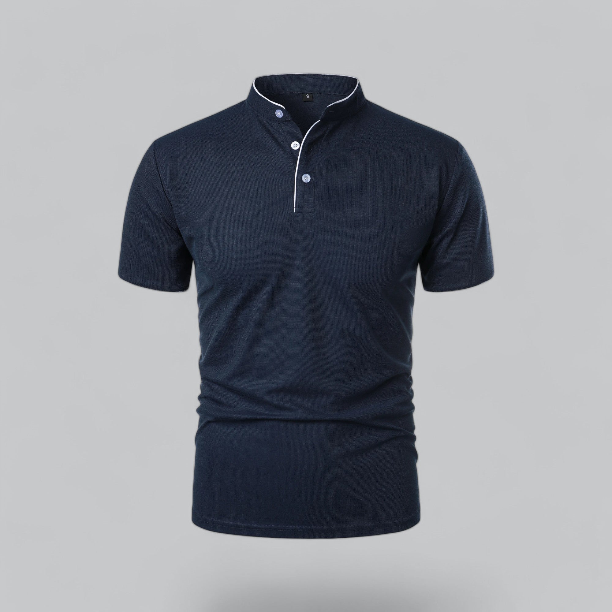 Poloshirt Herren Ohne Kragen Kurzarm Minimalistischer Stil