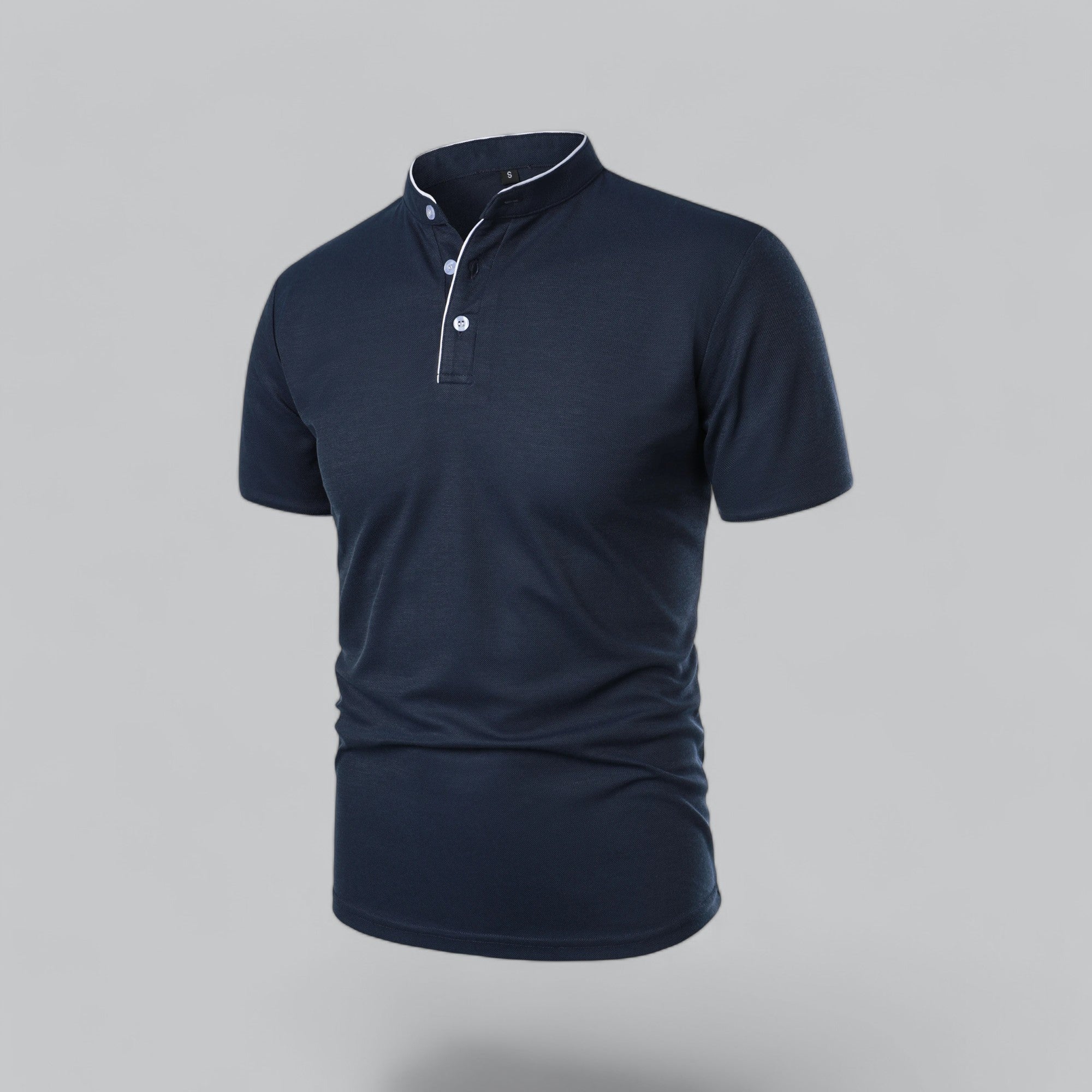 Poloshirt Herren Ohne Kragen Kurzarm Minimalistischer Stil