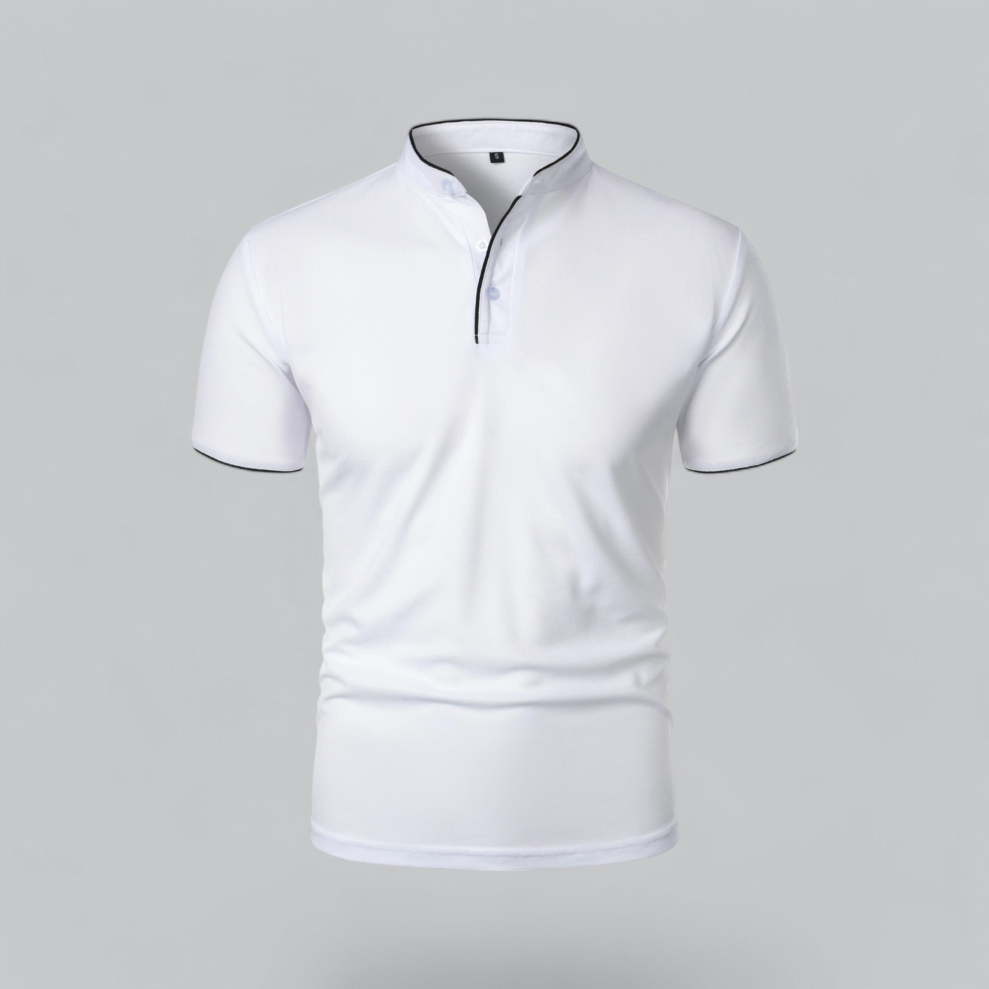Poloshirt Herren Ohne Kragen Kurzarm Minimalistischer Stil