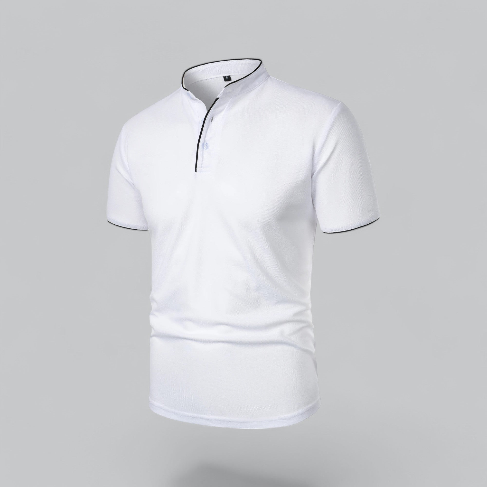 Poloshirt Herren Ohne Kragen Kurzarm Minimalistischer Stil