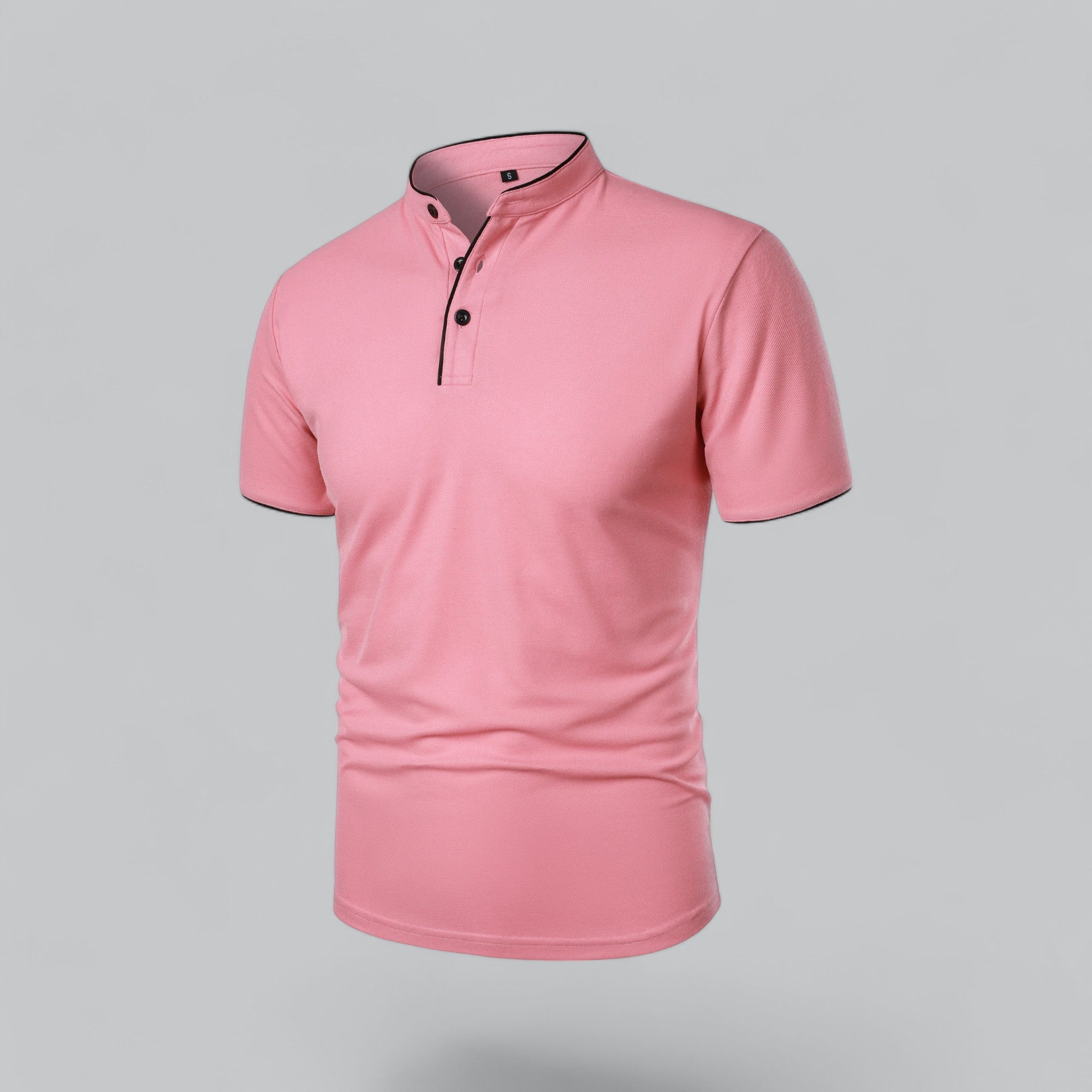 Poloshirt Herren Ohne Kragen Kurzarm Minimalistischer Stil