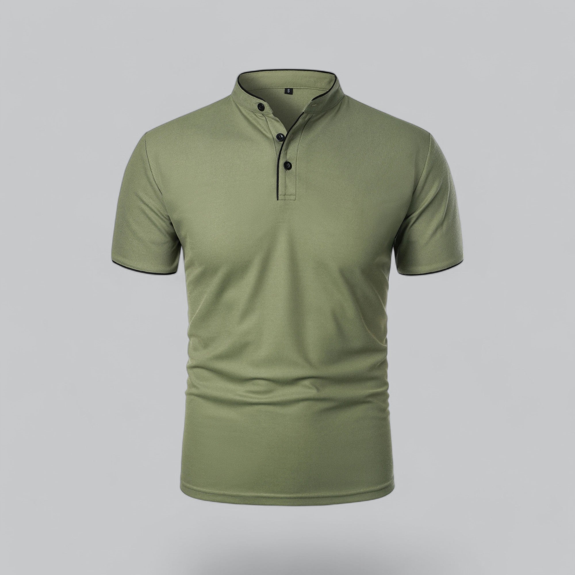 Poloshirt Herren Ohne Kragen Kurzarm Minimalistischer Stil