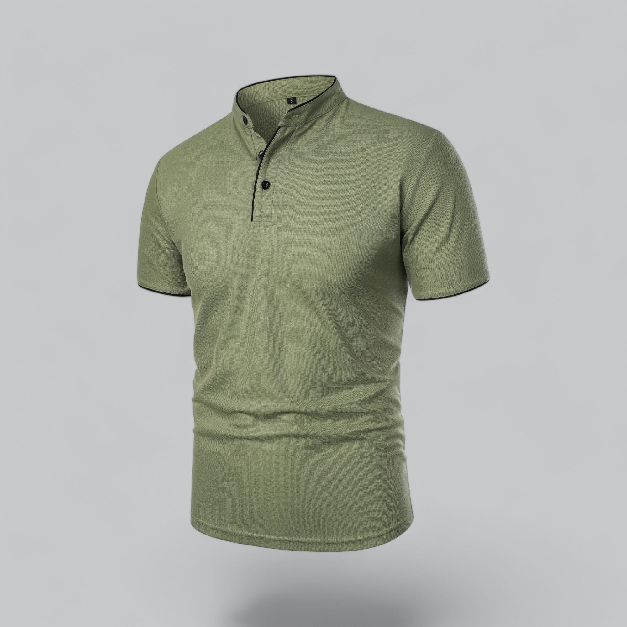 Poloshirt Herren Ohne Kragen Kurzarm Minimalistischer Stil