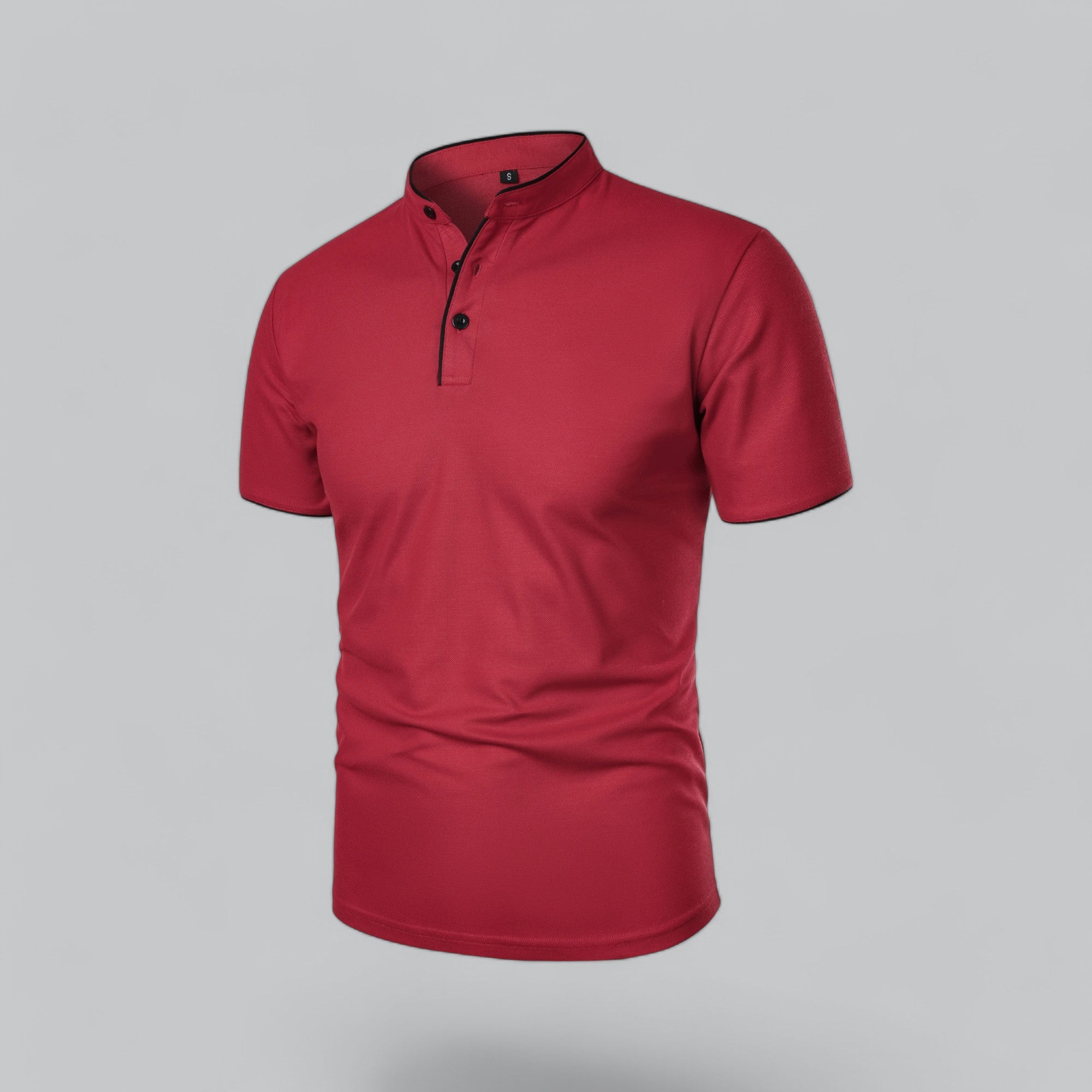 Poloshirt Herren Ohne Kragen Kurzarm Minimalistischer Stil