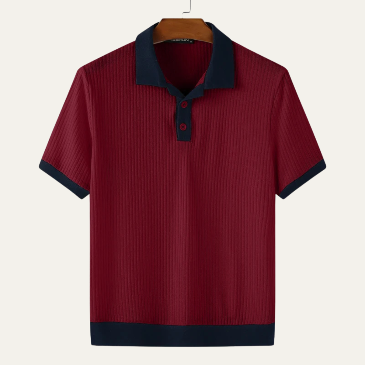 Poloshirt Herren Patchwork Strick Knopfleiste Design