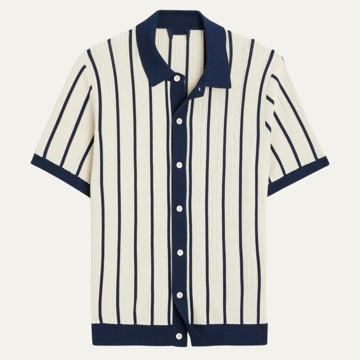 Poloshirt Herren Strickoptik Knopfleiste Klassischer Stil