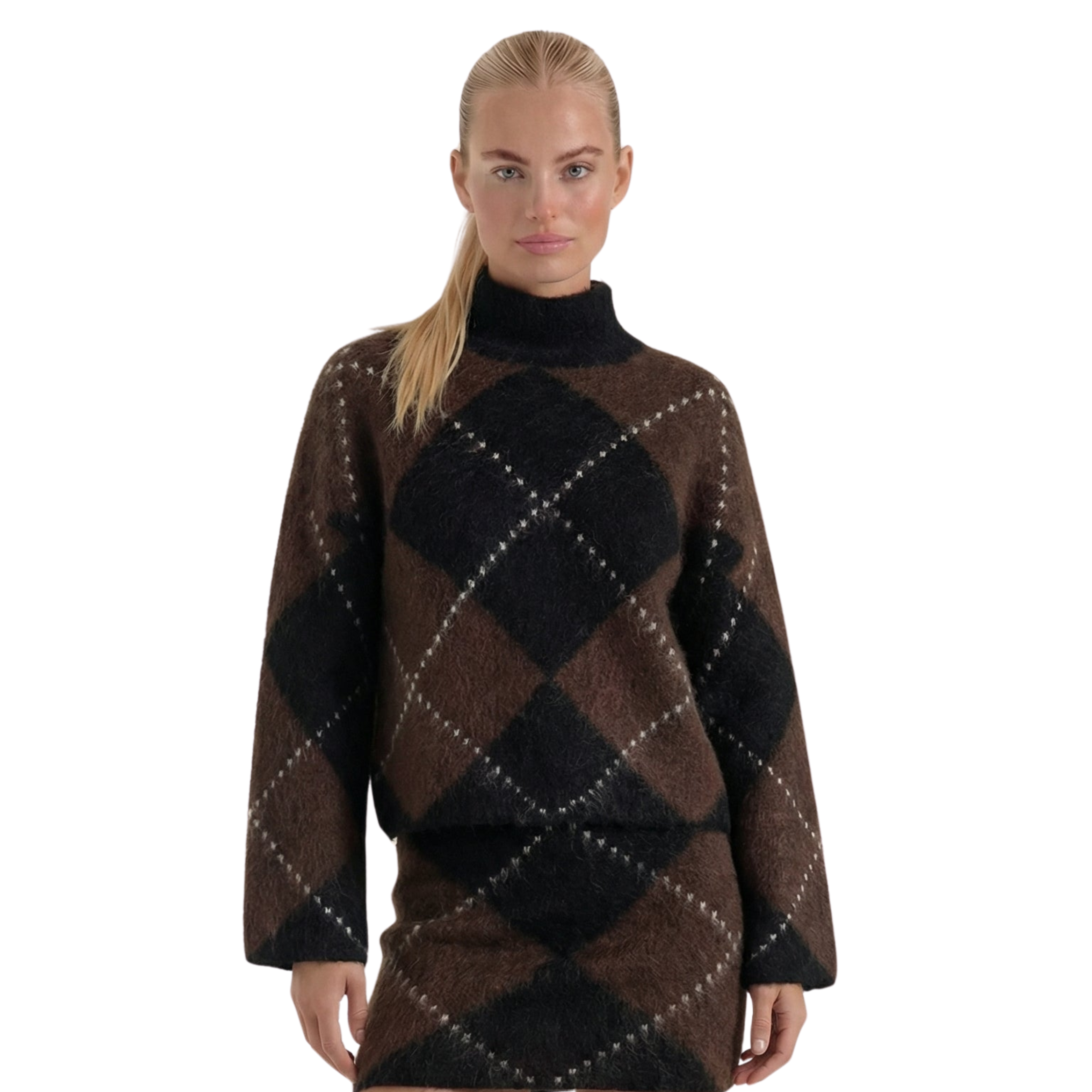 Rollkragenpullover Damen Weiter Schnitt mit lockerer Passform