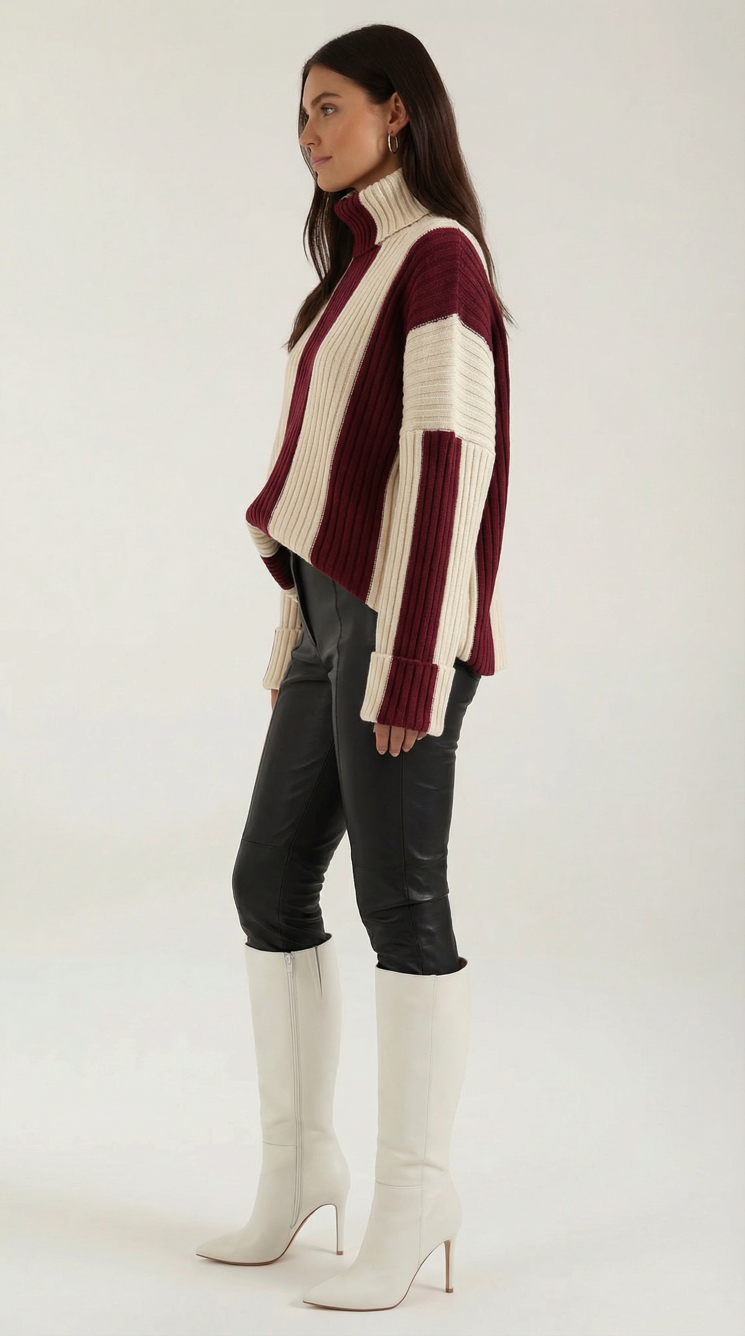 Rollkragenpullover Damen Weiter und locker geschnittener Stil