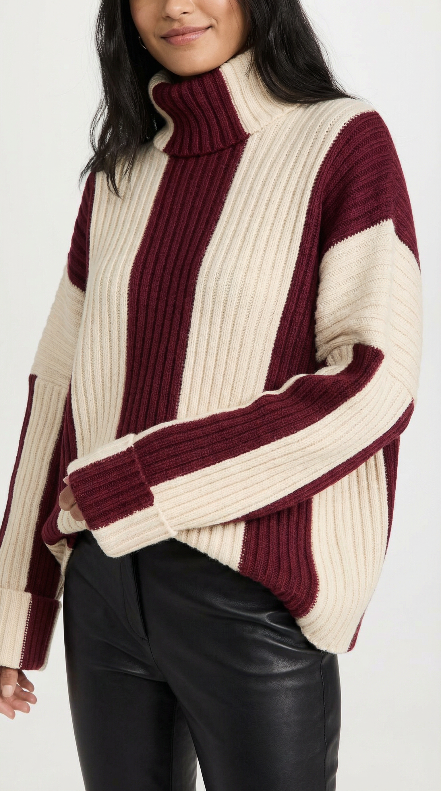 Rollkragenpullover Damen Weiter und locker geschnittener Stil