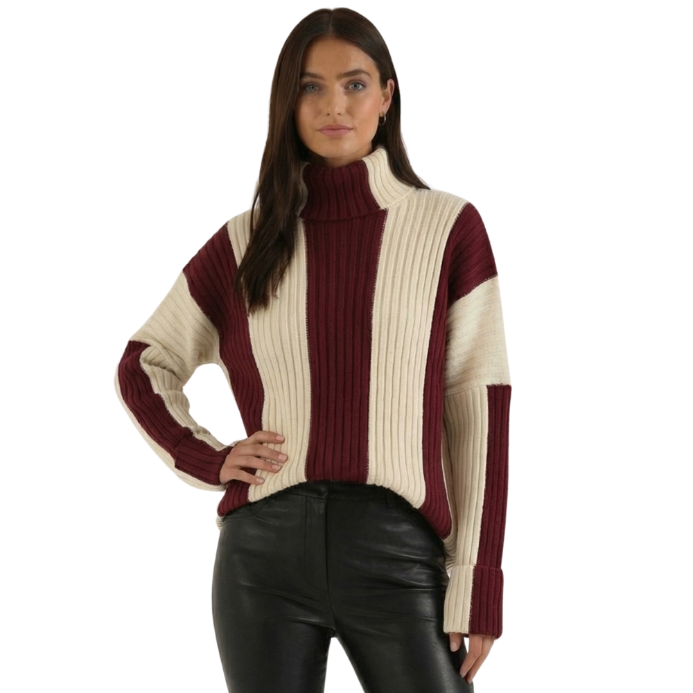 Rollkragenpullover Damen Weiter und locker geschnittener Stil