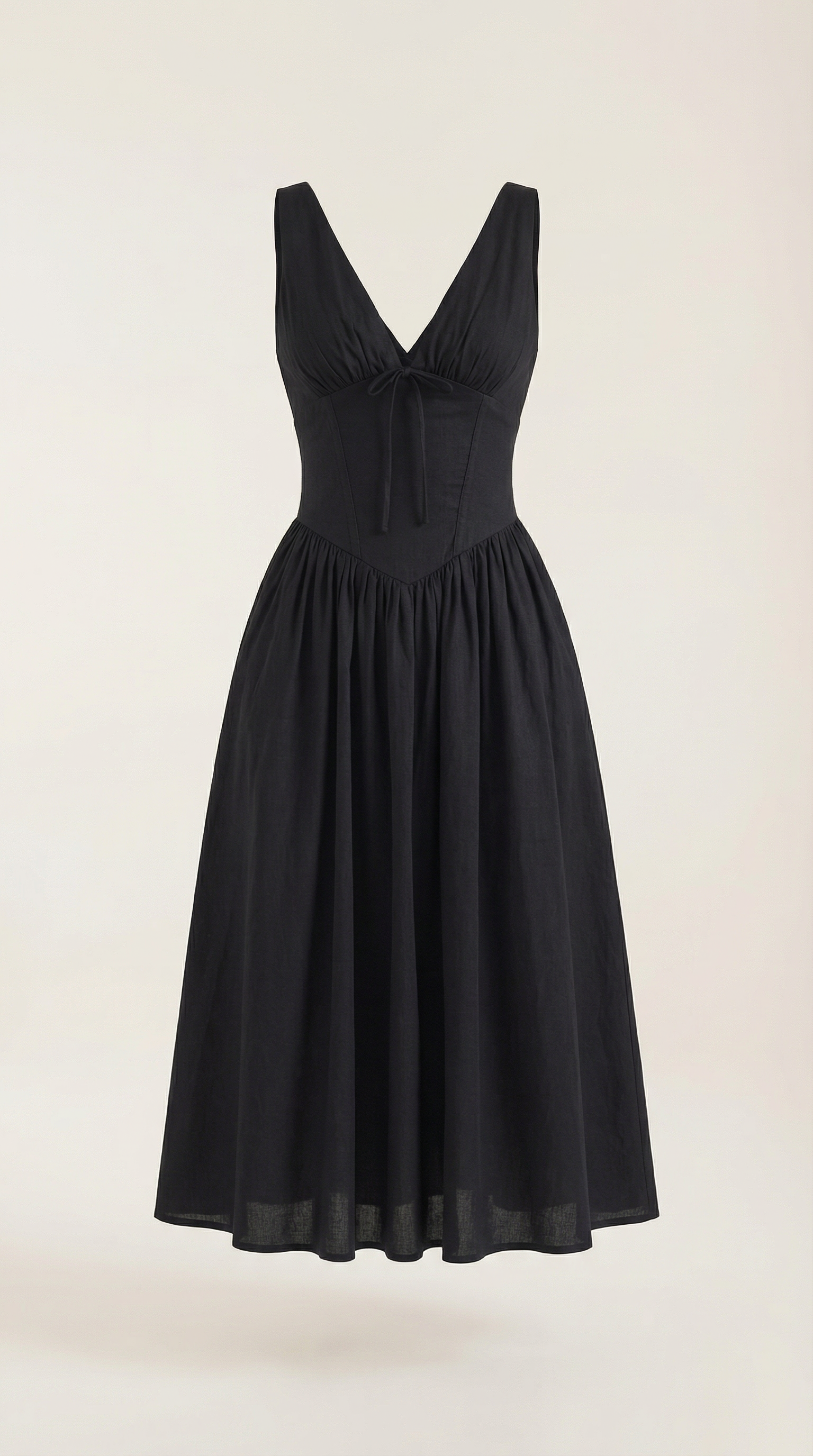 Midikleid Damen Tailliertes Oberteil V-Ausschnitt Geraffter Rock