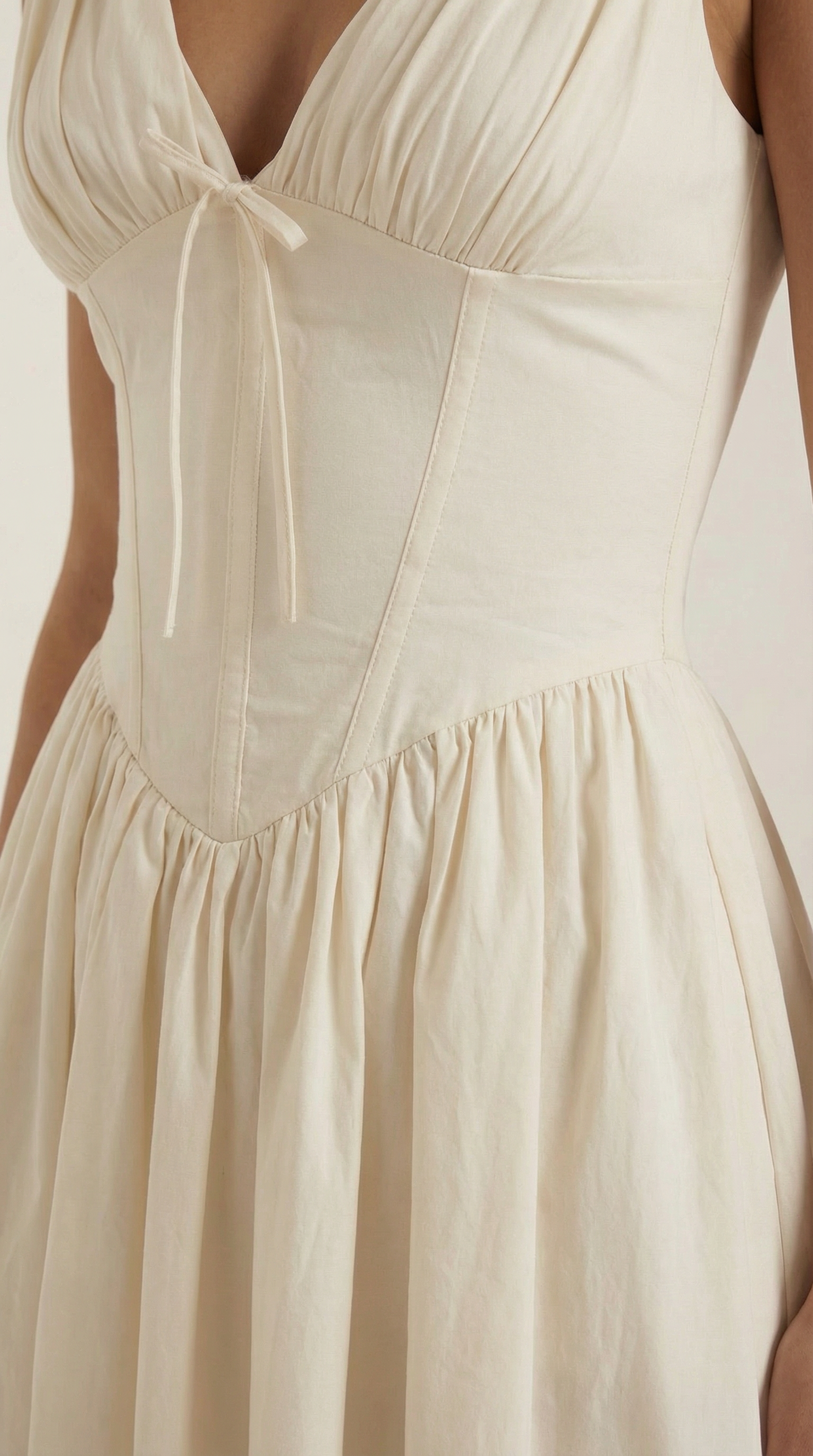 Midikleid Damen Tailliertes Oberteil V-Ausschnitt Geraffter Rock