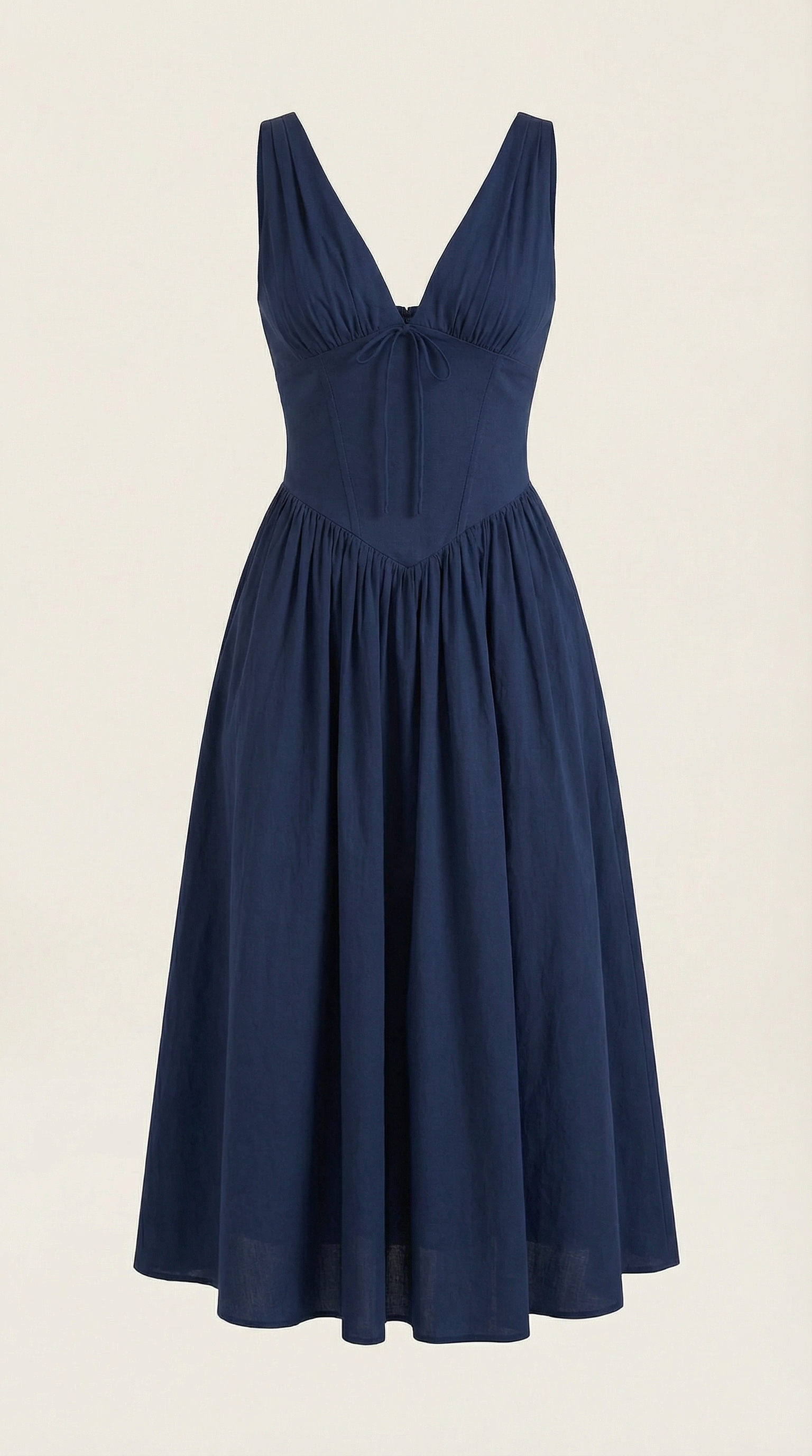 Midikleid Damen Tailliertes Oberteil V-Ausschnitt Geraffter Rock