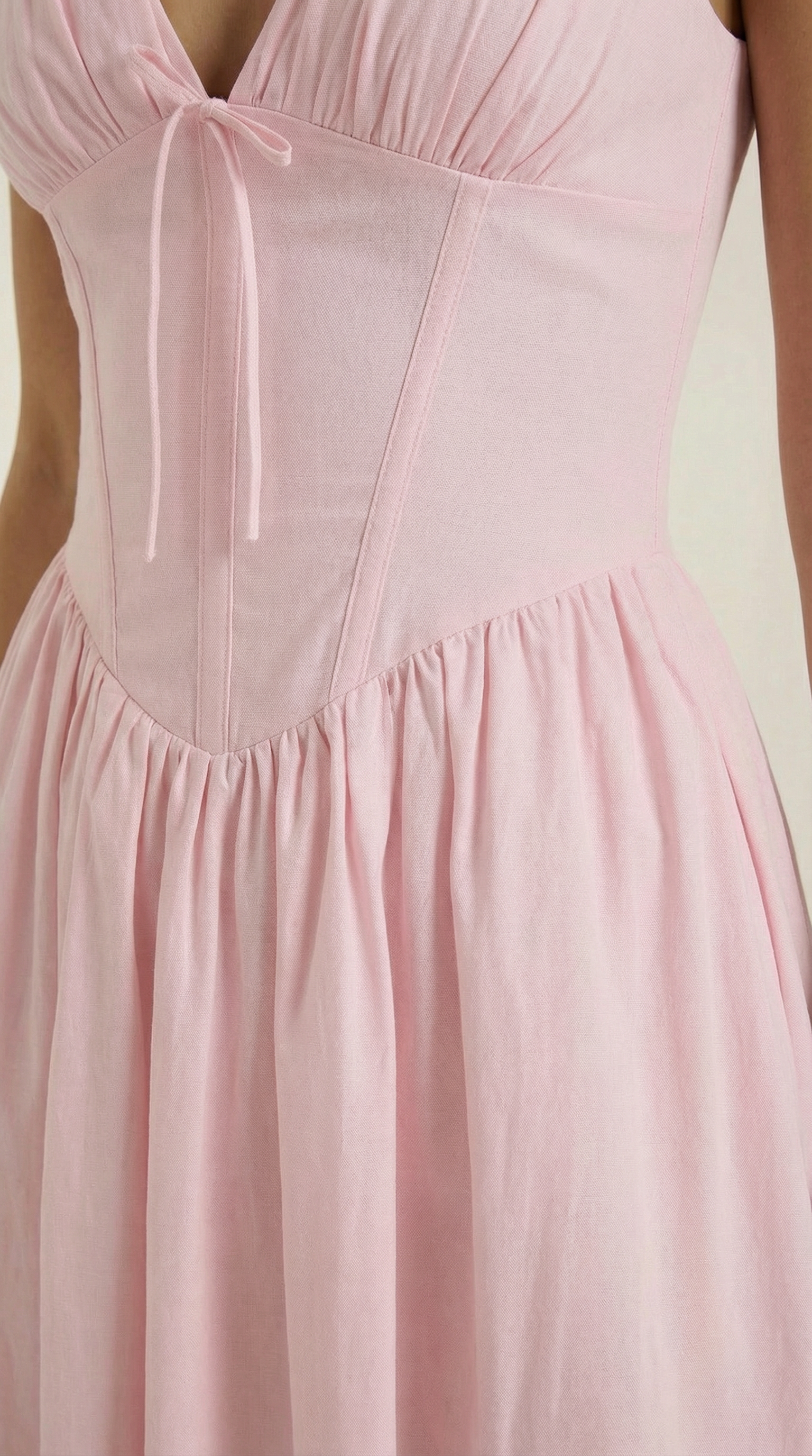 Midikleid Damen Tailliertes Oberteil V-Ausschnitt Geraffter Rock