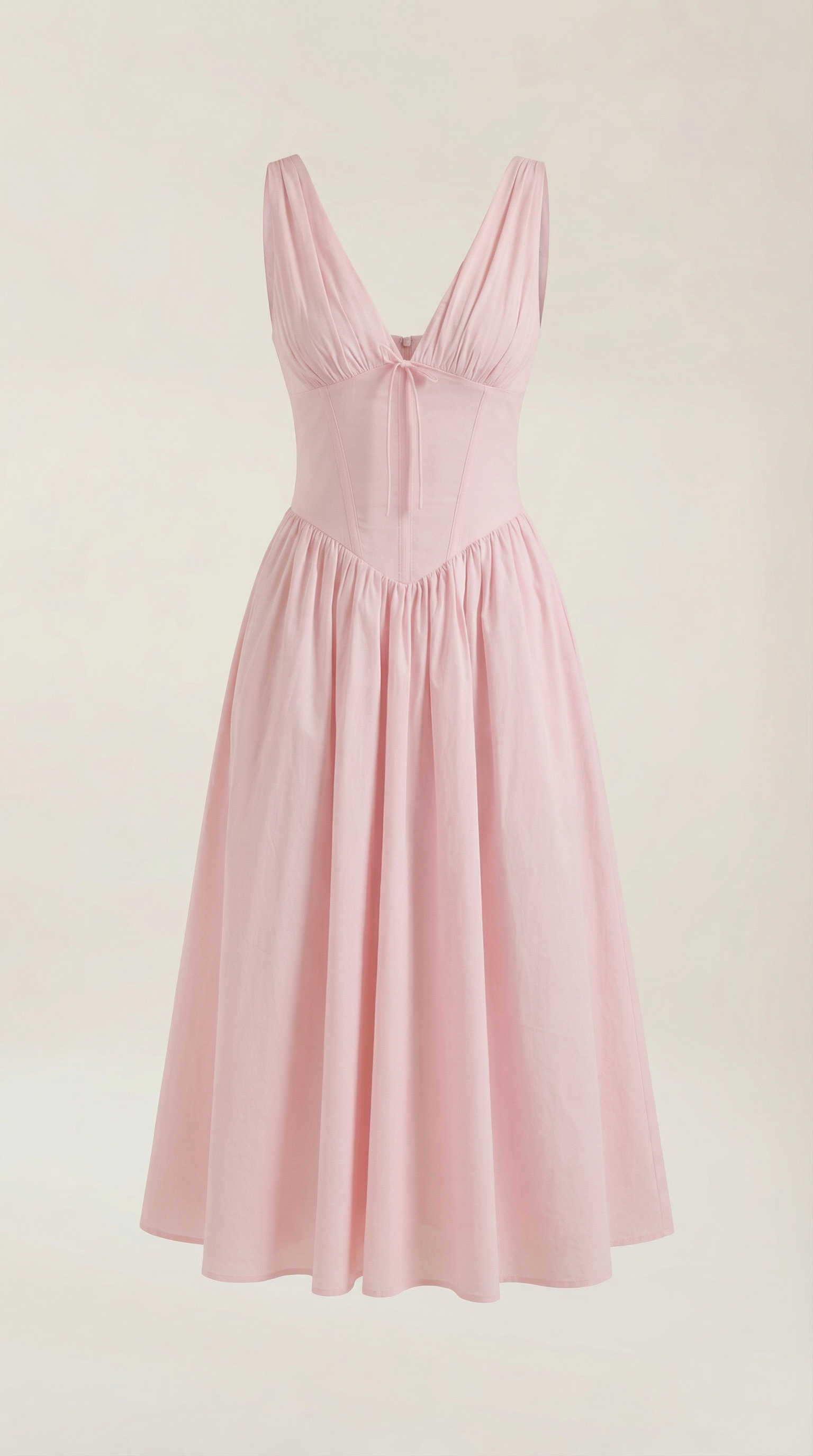 Midikleid Damen Tailliertes Oberteil V-Ausschnitt Geraffter Rock