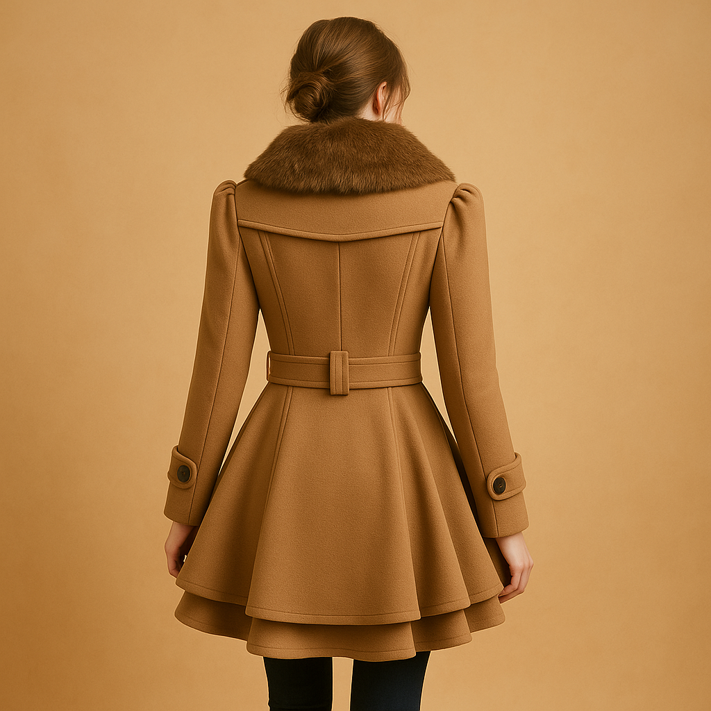 Wintermantel Damen mit Kunstpelzkragen Extra Lang